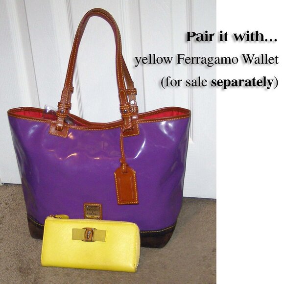 💜👜 Dooney & Bourke Purple Patent leather tote bag EUC - Picture 14 of 15